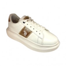 U.S. Polo Sneakers HELIS004 Λευκό Χρυσό